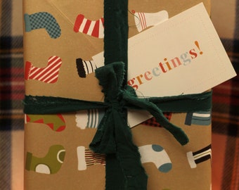 Wrapping Paper - Stockings Print | Set of 4