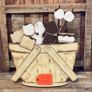 Smores Basket Insert, Smores Wood project, Smores Tiered Tray Decor, Smores Coffee Bar Decor