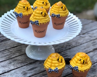 Cupcakes de abejas falsas, cupcakes de abejas de miel, decoración de abejas, decoración de bandejas escalonadas de abejas, decoración de abejas de cocina
