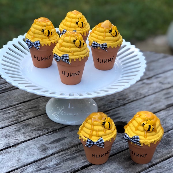 Fake Bee Cupcakes, Honey Bee Cupcakes, Bee Decor, Bee Tiered Tray Decor, Kitchen Bee Decor