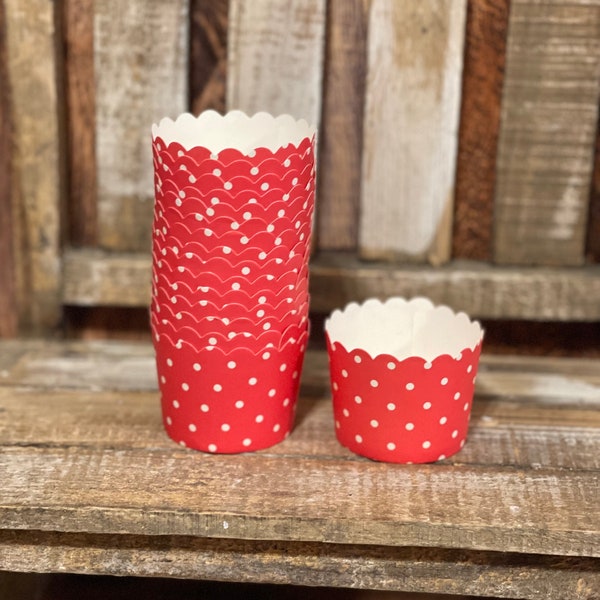 Red White Polka Dot Baking Cups, Tiered Tray Decor, Cupcake Liners, Supplies for Fake Bakes, Cupcake Cups, Paper Baking Cups