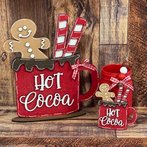 Gingerbread Hot Cocoa Wood Sign, Gingerbread Decor, Christmas Tiered Tray Decor, Christmas Coffee Bar Decor, Gingerbread Ornament