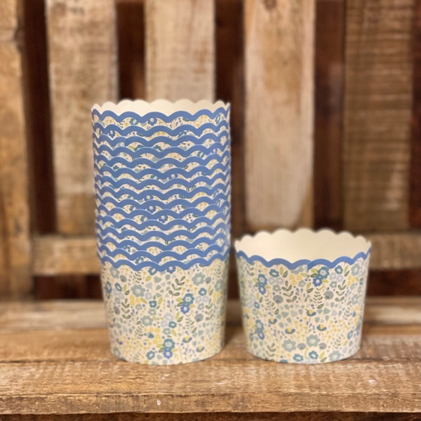 Blue Yellow Flowers Baking Cups, Tiered Tray Decor, Cupcake Liners, Supplies for Fake Bakes, Cupcake Cups, Paper Baking Cups