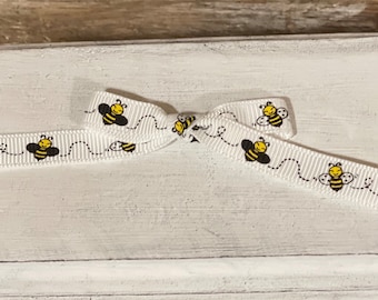 3/8" Bee Grosgrain Ribbon, Ribbon for Fake Bakes, Bee Fake Bake, Bee Tiered Tray Decor, Craft Supply