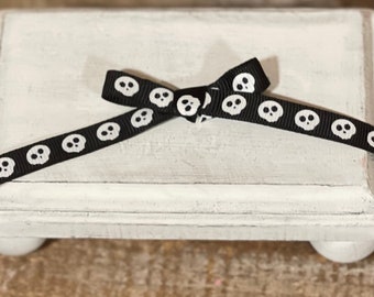 3/8" Halloween Ribbon, Skull Ribbon, Ribbon for Fake Bakes, Halloween Skulls for Decor