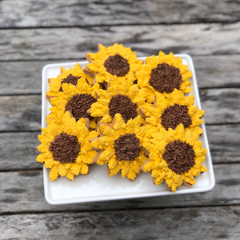 Fake Sunflower Sugar Cookies Bee Decor Tiered Tray Decor image 0