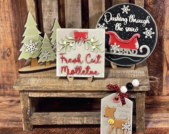 DIY Christmas Tiered Tray Wood Set, Christmas Tiered Tray, Christmas Tiered Tray Signs, Christmas Decor, Christmas Coffee Bar Decor