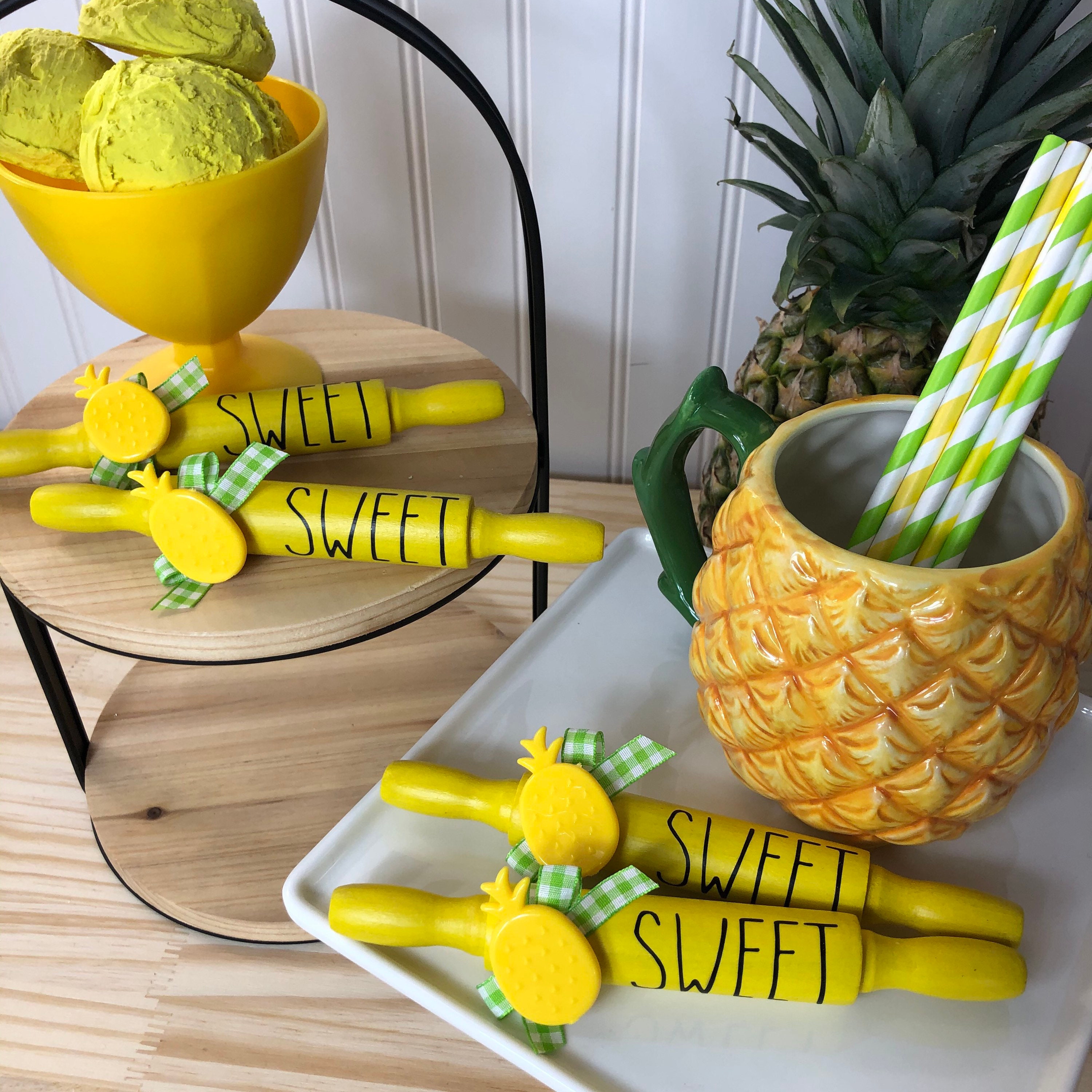 Pineapple Mini Rolling Pin Pineapple Tiered Tray Decor Etsy