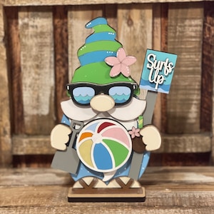 Beach Gnome Wood Sign, Beach Gnome Tiered Tray Decor, Beach Gnome Home Decor, Gnome Decor, Summer Gnome, Gnome Shelf Sitter