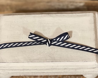 1/4" Navy Blue/White Stripe Grosgrain Ribbon, Ribbon for Fake Bakes