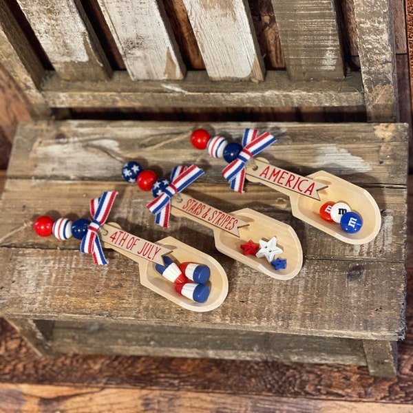 Summer Mini Scoop, Patriotic Scoop, 4th of July Decor,  4th of July Tiered Tray Decor, Red White & Blue Decor