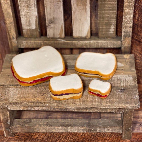 Fake Peanut Butter and Jelly Sandwich, PB&J Tiered Tray Decor, Fake Sandwich, Realistic Food