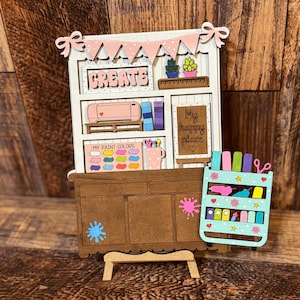 Craft Room Wood Sign, Mini Wood Hutch, Wood Hutch for Craft Room Decor, Sign for Crafters