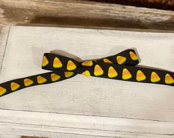 3/8" Black Candy Corn Ribbon, Ribbon for Fake Bakes, Halloween Candy Corn, Candy Corn Decor, Ribbon for Crafts Supplies