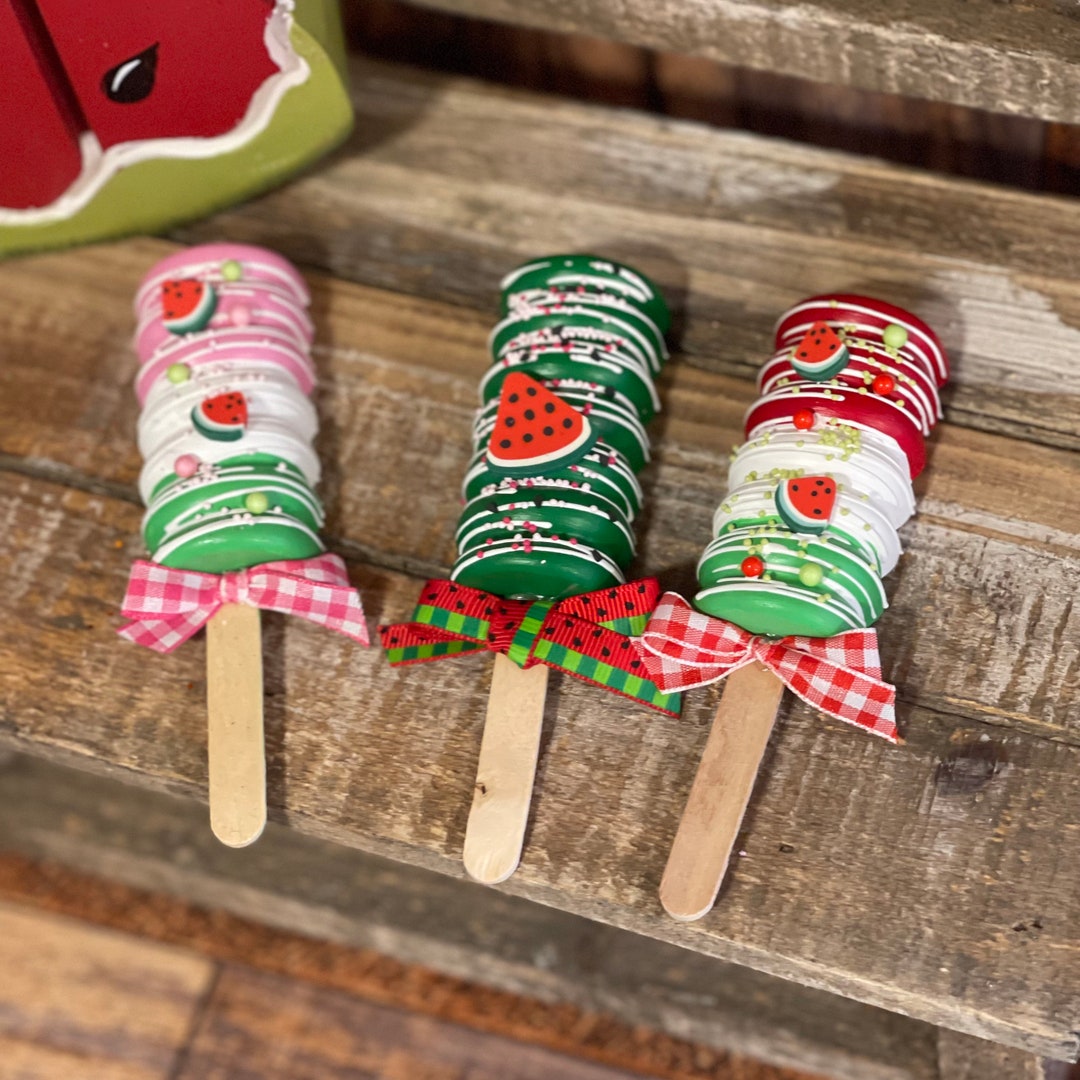 Fake Watermelon Cake Pops, Fake Watermelon Cakesicles, Watermelon Decor