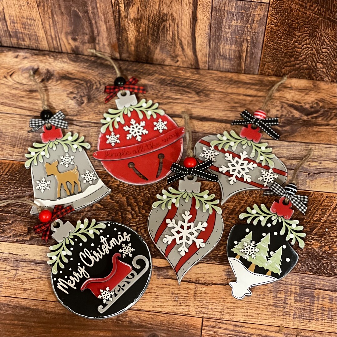 FaCraft Christmas Wood Ornaments 12-Pack - Hot Cocoa Cup & Santa Claus Cutouts, Vintage Coffee Bar Decor, Tree Hanging Ornaments