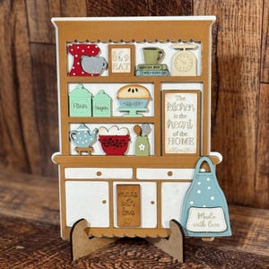 Mini Kitchen Wood Hutch, Wood Hutch for Kitchen Decor, Baking Hutch Decor, Wood Kitchen Family Hutch, Mini Wood Hutch, Baking Kitchen Decor