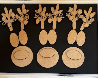 Set of 3 Reindeer Face, Laser Cut Wooden Reindeer Face, Wood Reindeer Face Blank, Reindeer Blank, Reindeer Decor