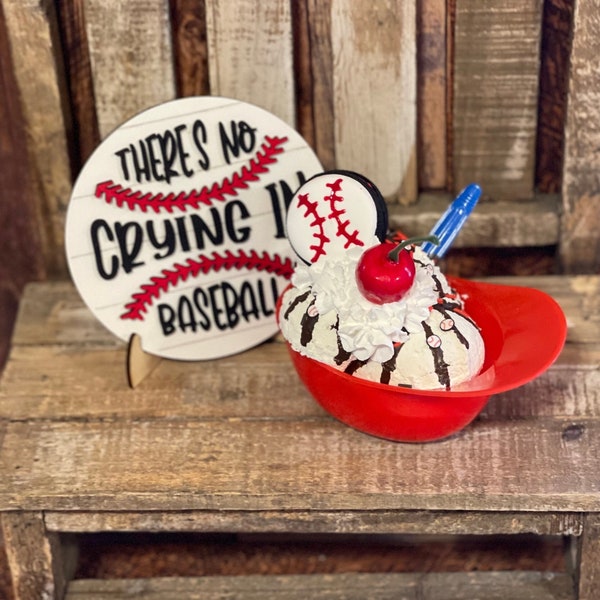 Fake Baseball Hat Ice Cream, Fake Ice Cream, Baseball Photo Prop, Baseball Tiered Tray Decor, Baseball Birthday Party Props