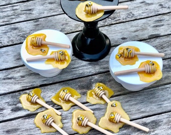Fake Honey Dipper, Fake Honey Sticks, Bee Decor, Bee Tiered Tray Decor, Bee Decor for the Kitchen