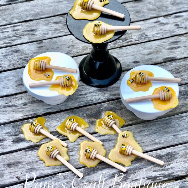 Fake Honey Dipper, Fake Honey Sticks, Bee Decor, Bee Tiered Tray Decor, Bee Decor for the Kitchen