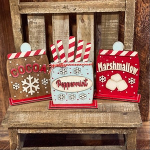 Hot Cocoa Wood Sign, Hot Cocoa Tiered Tray Decor, Christmas Hot Cocoa Sign