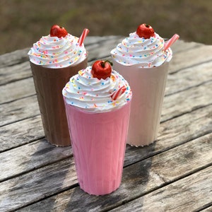 Fake Milkshake, Faux Milkshake, Strawberry Milkshake, Chocolate Milkshake, Photo Props, Kitchen Decor