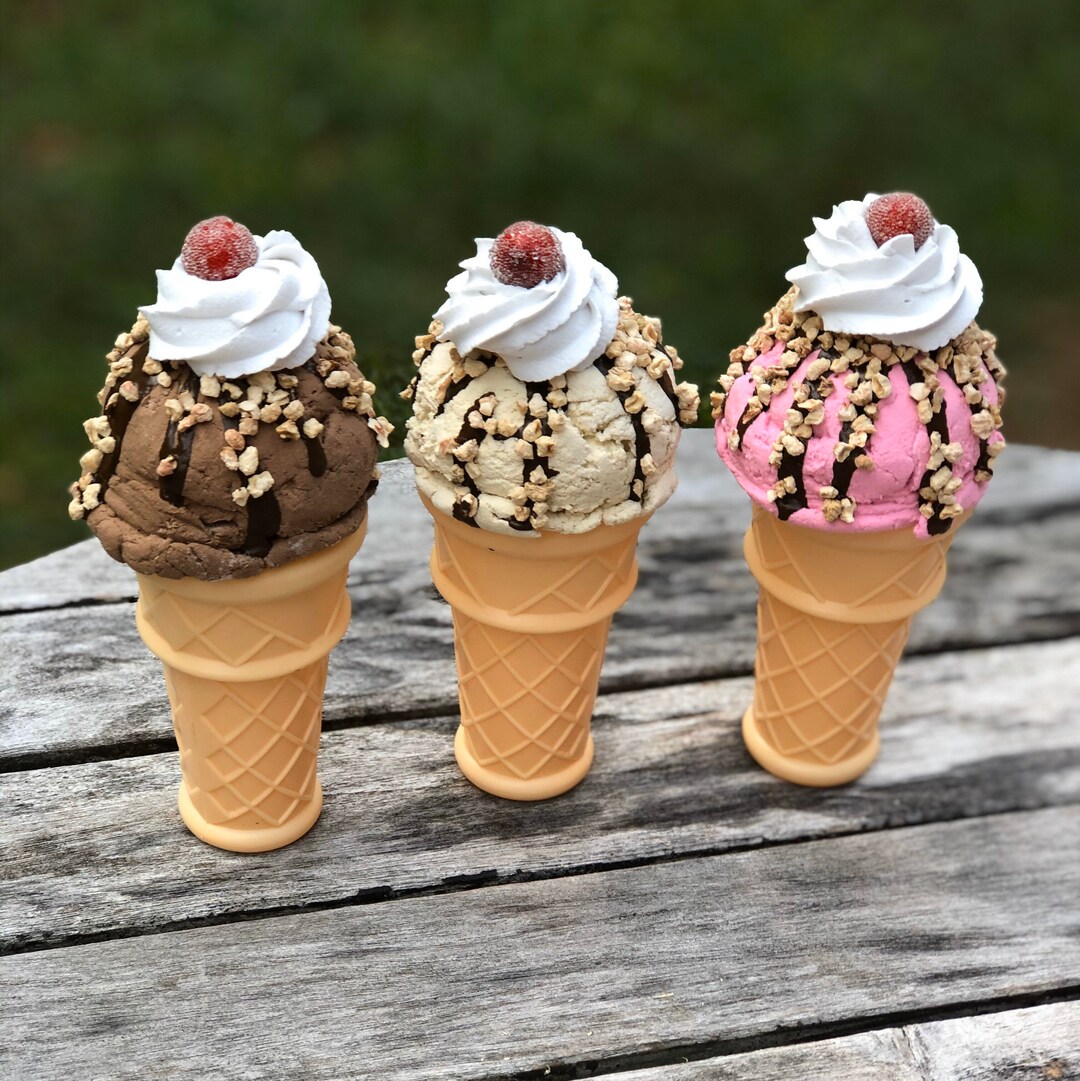 Fake Ice Cream Cones, Realistic Ice Cream, Ice Cream Cone Decor, Tiered