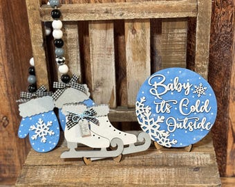 Baby Its Cold Outside Winter Decor, Winter Tiered Tray Decor, Winter Wonderland, Winter Snow Decor, Winter Tray Decor, Snowman Tray Decor
