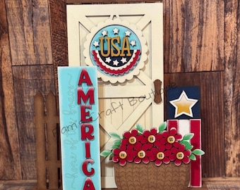 Patriotic Wood Signs, Barn Door Interchangeable Sign, Interchangeable Sign for 3" Rounds, Interchangeable Inserts for Barn Door Stand
