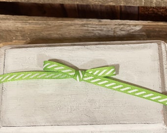 1/4" Lime Green/White Stripe Grosgrain Ribbon, Ribbon for Fake Bakes