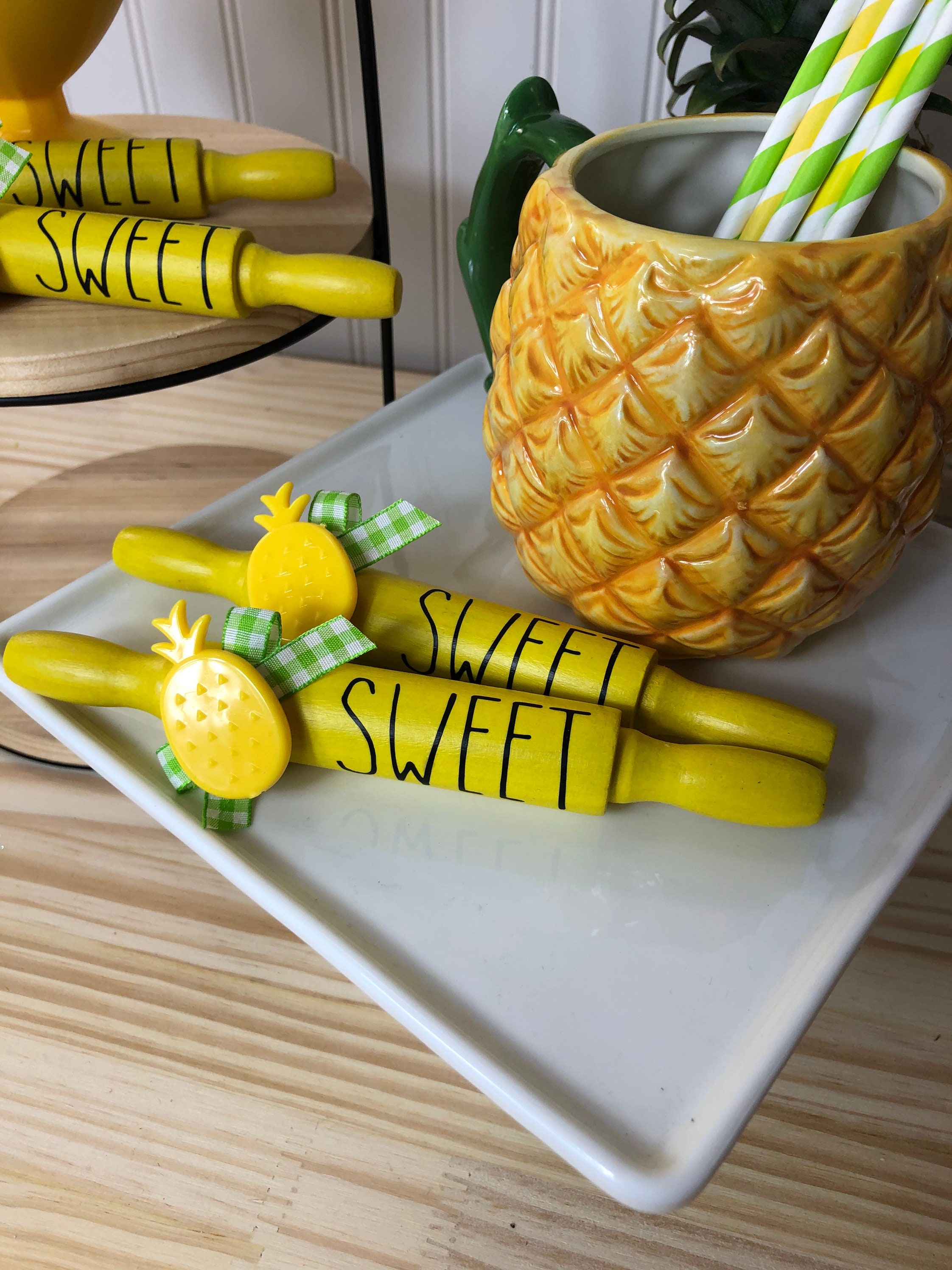 Pineapple Mini Rolling Pin Pineapple Tiered Tray Decor Etsy