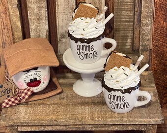 Smores Faux Drink, Smores Decor, Smores Tiered Tray Decor