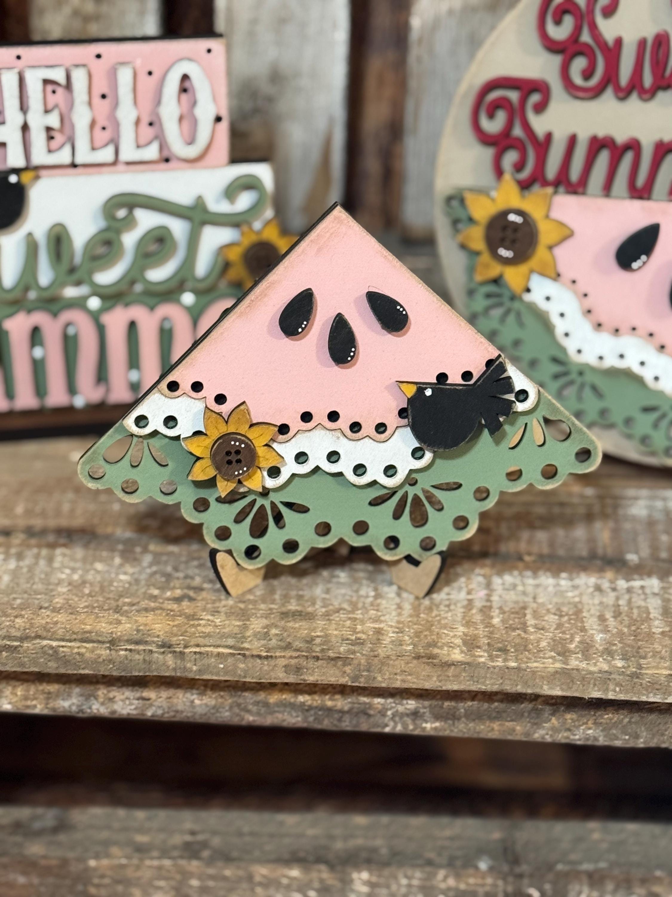 Watermelon Signs Unpainted Watermelon Summer Signs, Watermelon Tiered Tray Decor, Summer ...