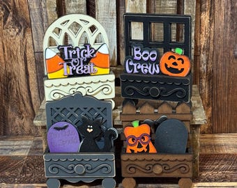 Halloween Cottage Cabinet Drawer Inserts, Interchangeable Cabinet Drawer Inserts, Halloween Decor, Wood Cottage Cabinet with Drawer