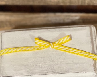 1/4" Yellow/White Stripe Grosgrain Ribbon, Ribbon for Fake Bakes