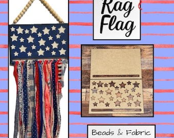 Wood Rag Flag, Flag Patriotic Door, 4th of July Hanger, DIY Flag Kit