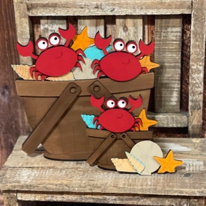 Crab Basket Insert, Crab Wood project, Beach Tiered Tray Decor, Coffee Bar Decor, Summer Decor, Summer Tiered Tray Decor