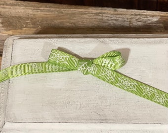 3/8" Halloween Ribbon, Spider Web Ribbon, Ribbon for Fake Bakes, Ribbon for Halloween Fake Bakes, Craft Supply, Green Spider Web Ribbon