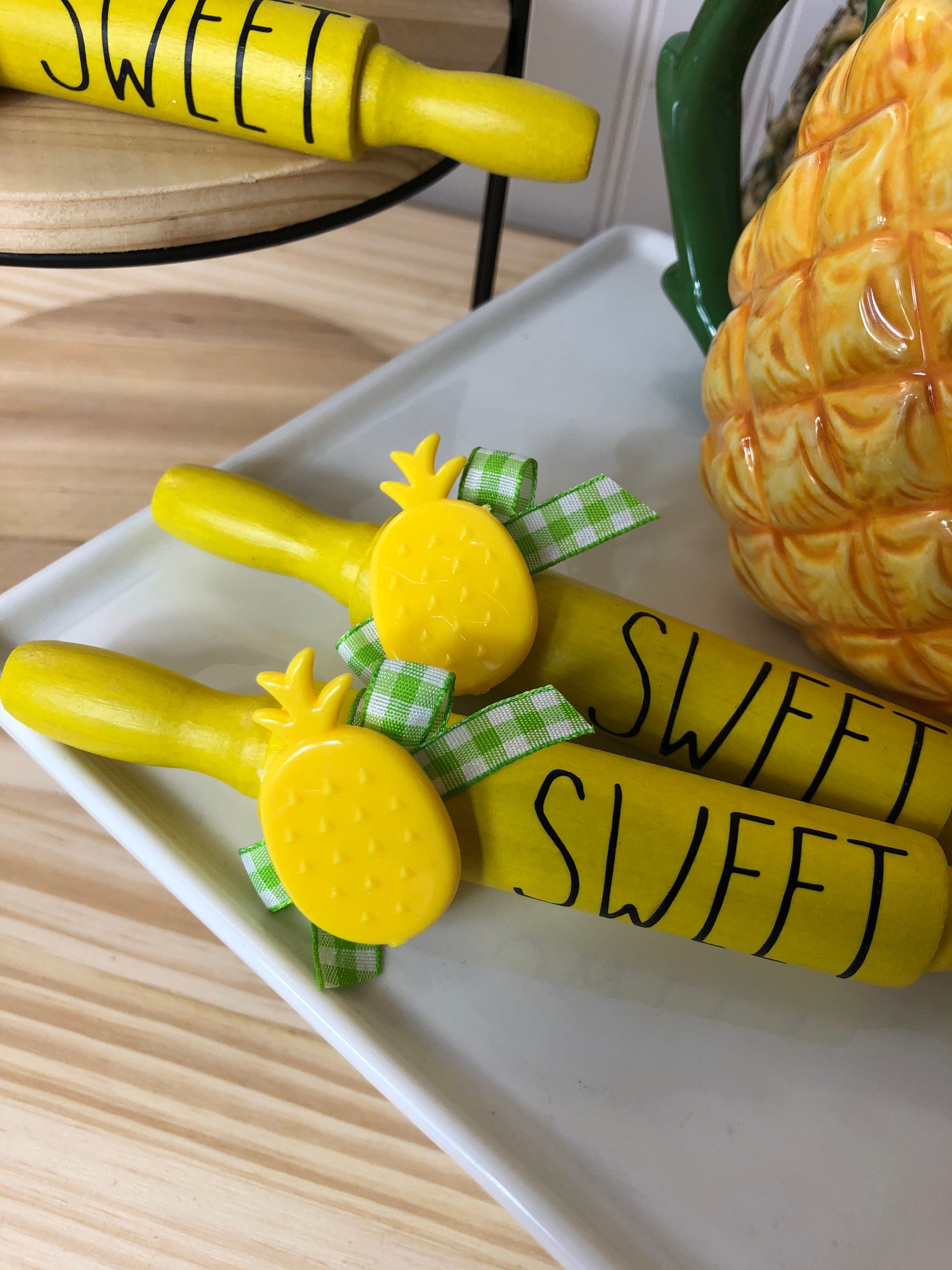 Pineapple Mini Rolling Pin Pineapple Tiered Tray Decor Etsy