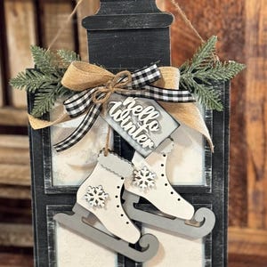 Ice Skates Window Pane Wood Sign, Winter Tiered Tray Decor, Winter Wonderland, Winter Snow Decor, Winter Tray Decor, Snowman Tray Decor