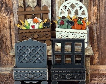 Fall Pumpkin Cottage Cabinet Drawer Inserts, Interchangeable Cabinet Drawer Inserts, Farmhouse Decor, Wood Cottage Cabinet with Drawer