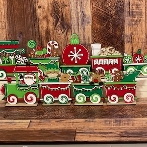 Standing Train Wood Sign, Santa Express, Christmas Tiered Tray Decor, Christmas Train Decor, Train for Christmas Tree, Gingerbread Decor