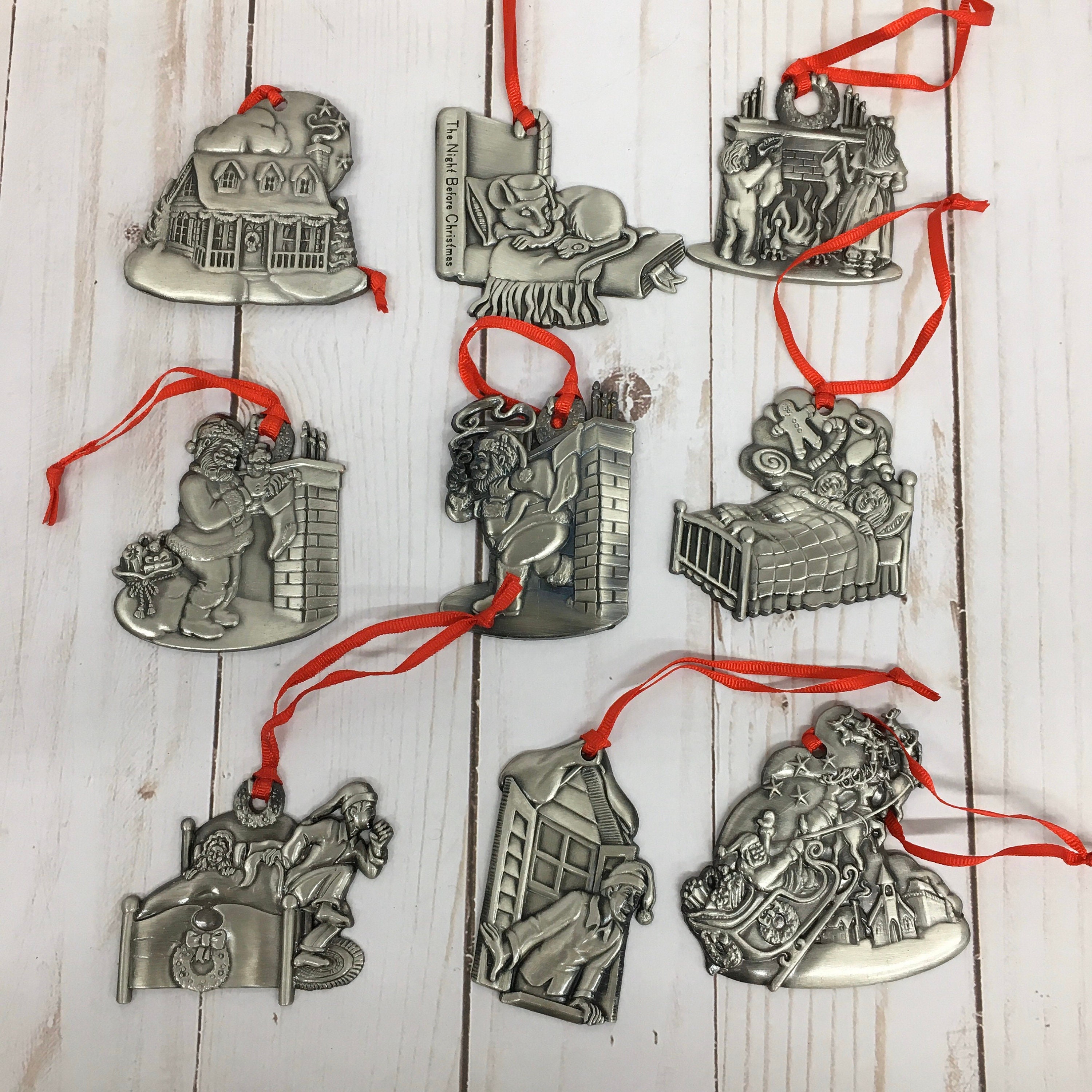 Vintage Pewter Christmas Ornament Twas the Night Before Etsy