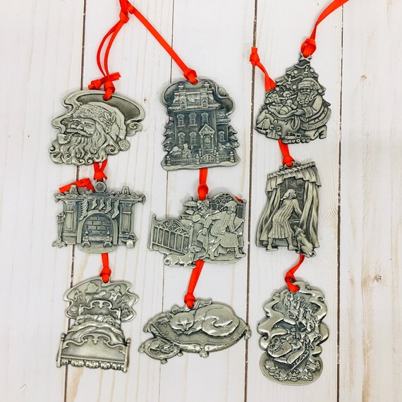 Vintage Pewter Christmas Ornament Twas The Night Before Etsy