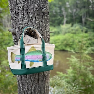 Mini LLBean Rainbow Trout Painted Boat and Tote