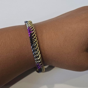Demisexual Demi Asexual Ace LGBTQIA pride gay flag chainmail bracelet jewelry