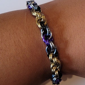 Asexual Demisexual Ace Demi LGBTQIA+ pride chainmail bracelet jewelry