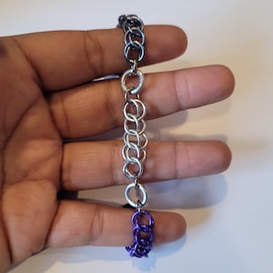 Demisexual Demi Asexual Ace LGBTQIA pride gay flag chainmail bracelet jewelry