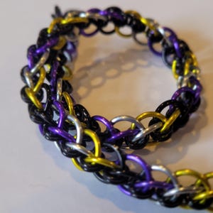 Non-Binary NB LGBTQIA pride gay flag chainmail bracelet jewelry
